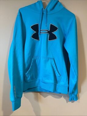 Under Armour Turquoise Pullover Hoodie with Navy Logo